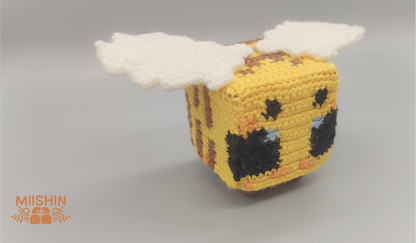 Minecraft, Art, Bee, Honey, Wildlife, Friendly, Creations, Plush, Fanmade, Handmade, Original Gift, Crochet, Amigurumi, Addict, Crafters.