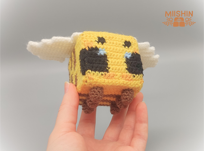 Minecraft, Art, Bee, Honey, Wildlife, Friendly, Creations, Plush, Fanmade, Handmade, Original Gift, Crochet, Amigurumi, Addict, Crafters.