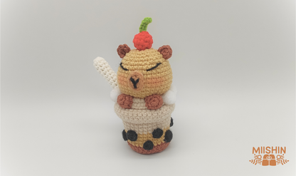 Capybara Bubble Tea Amigurumi, Crochet, Handmade, For Gift, Little Plushie