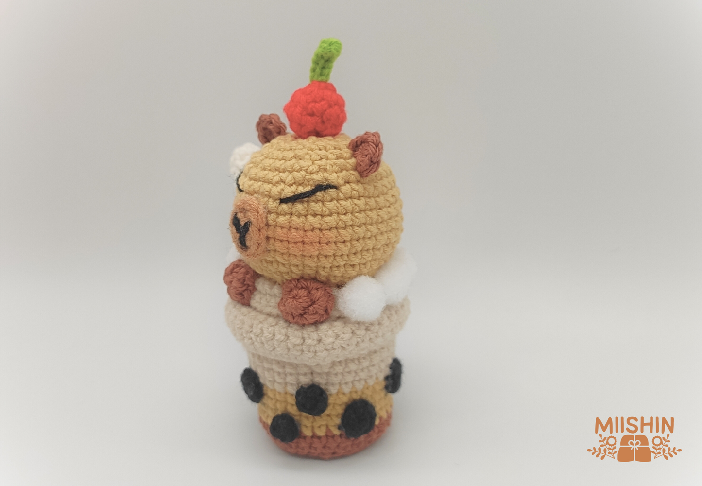 Capybara Bubble Tea Amigurumi, Crochet, Handmade, For Gift, Little Plushie