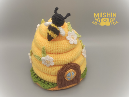 beehive crochet, bee decor, spring home decor, crochet ornament, handmade gift, bee lover gift, spring decoration, cute crochet, amigurumi decor, floral crochet, eco friendly gift, crochet home decor, kawaii home decor