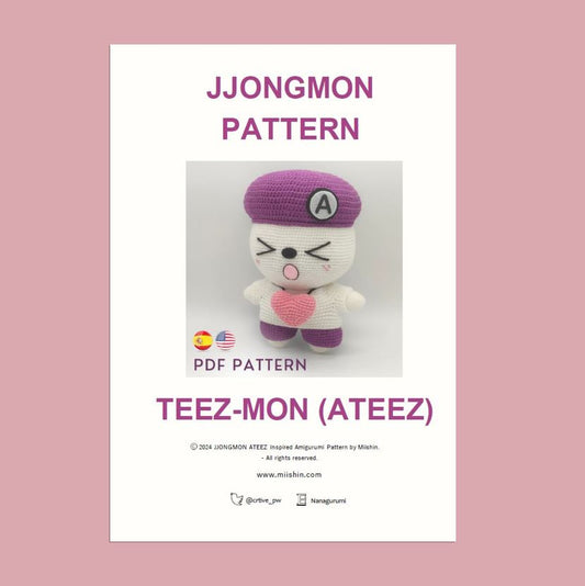 JJONGMON TEEZMON Amigurumi PDF Pattern English & Spanish, Ateez Plushie