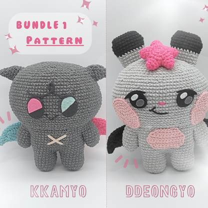 Fanmade Kkamyo and Ddeongyo crochet handmade kpop plush inspired by Mighteez. Pattern to do them.