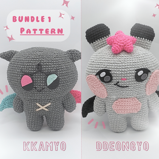 Fanmade Kkamyo and Ddeongyo crochet handmade kpop plush inspired by Mighteez. Pattern to do them.