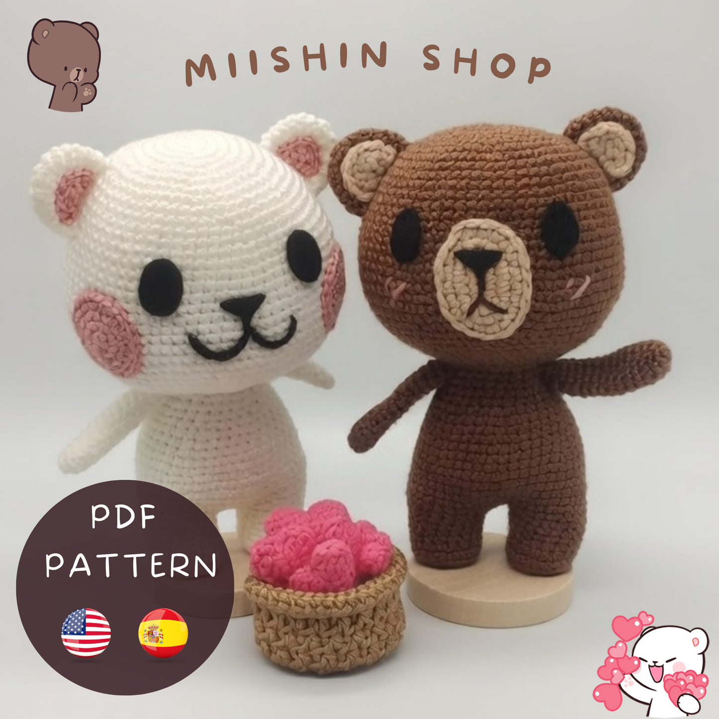 Milk and Mocha Crochet, Amigurumi, Line Friends, Plush, Couple Crochet, Valentine Gift Ideas, Cute Couple, Bears, Handmade with Love, Art, Fandmade, Inspiration, For You, Ready to Ship, Your Amigurumi Couple, DIY Pattern.