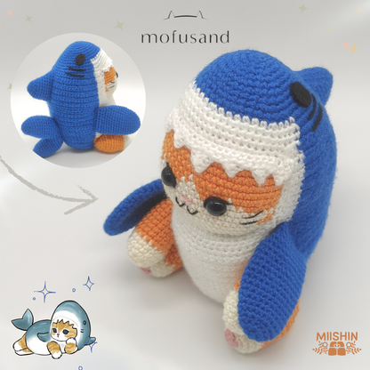 Mofusand Shark Costume, Cat amigurumi, kitten, Shark amigurumi, crochet, handmade, ideal for gift, christmas original gifts, custom gift.