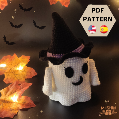 cute and little ghost, shiver ghostie, halloween, crochet, pattern, handmade, ideal for gift, home decor, amigurumi