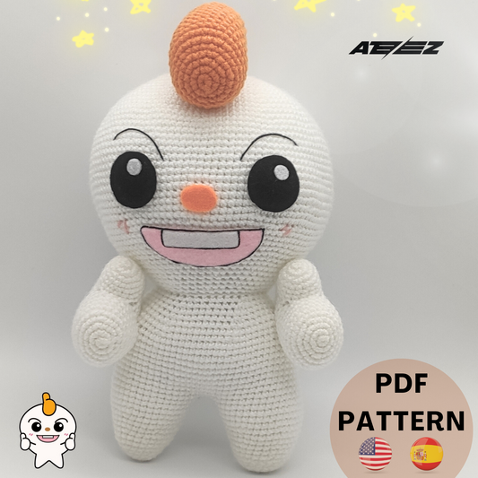 Zzangmon Teezmon from ateez, Yunho crochet plushie, handmade, kpop, original gift, pattern