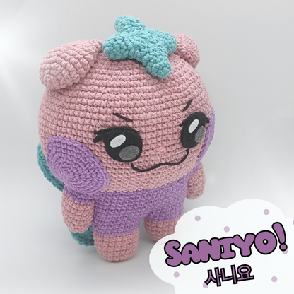 Fanmade Saniyo crochet doll soft handmade kpop plush inspired by Mighteez