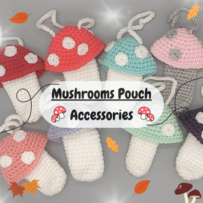 Mushroom Pouch, Accessories, Keychain, Lipstick, Hand Cream, Handmade, Original Gift, For Gift, Birthday Gift.