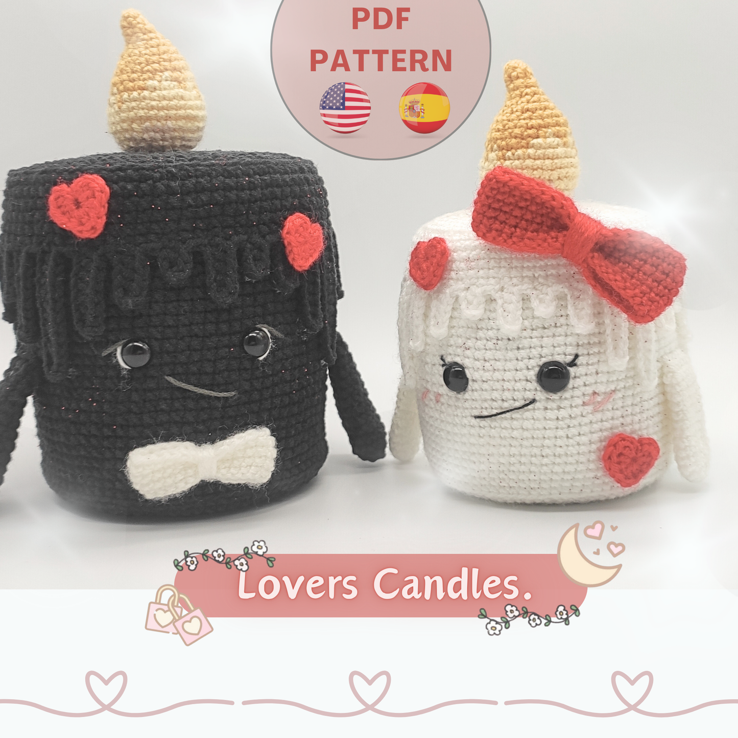 lovers candles, couple, valentine, handmade, plushie, amigurumi, crochet, perfect gift, personalized gifts, birthday gift, gift for her