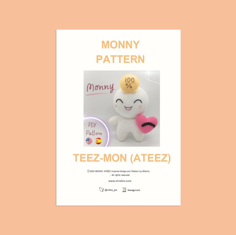 MONNY TEEZMON PDF Pattern English & Spanish, Ateez Plushie – Miishin Shop