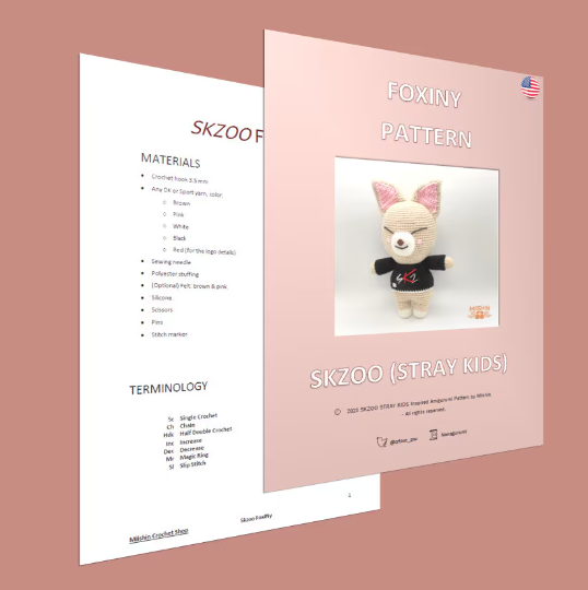 FOXINY SKZOO Amigurumi Crochet Pattern - Archivo PDF - Español e Inglés