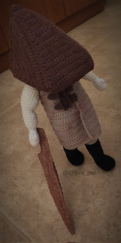 Pyramid Head Amigurumi, Crochet, Handmade, For Gift, Plushie, Halloween Season, Silent Hill 2 Ramake, Fanart, Konami